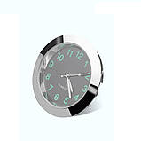 Годинник для авто, кварцовий, кришка неіржавка, чорний флуоресцентний циферблат 3М, фото 5