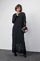 Вязаное платье с рваными элементами - черный цвет, L (есть размеры)