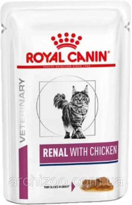Royal Canin Renal Feline 85гр *12шт паучи з куркою -дієта при нирковій недостатності у кішок