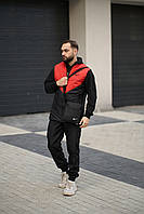 Чоловічий червоний костюм Nike весна-осінь із жилеткою, Червоний спортивний комплект Найк Жилетка + Штани та Барсетка