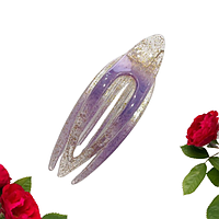 Шпилька качечка краб бічний з блискітками 9.5 см Fashion Jewelry фіолетовий