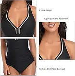 Суцільний купальник з утяжкою чорного кольору, фото 8