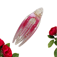 Шпилька качечка краб бічний з блискітками 9.5 см Fashion Jewelry рожевий