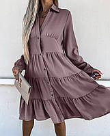 Сукня жіноча однотонна із софта з воланами (Норма), фото 2
