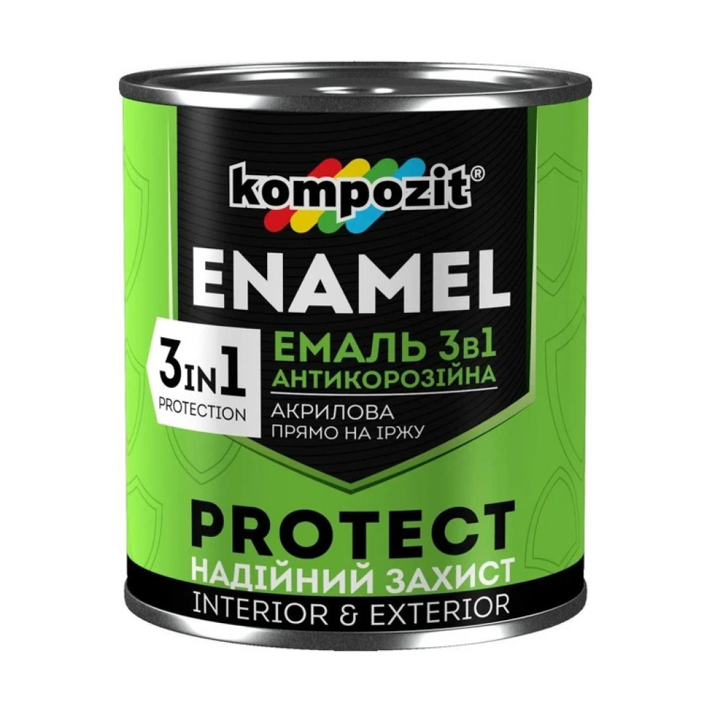 Kompozit емаль антикорозійна 3 в 1 PROTECT (чорний RAL 9004 0,75кг)