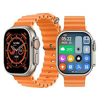 Умные смарт-часы с диагональю 2.1 Smart Watch S8 Ultra+ оранжевые с поддержкой NFC сенсорный дисплей