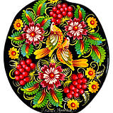 Дошка кухонна Петриківський розпис ручної роботи з дерева 19х28 см ПТАХИ і КАЛИНА Український сувенір, фото 6