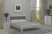 Дерев'яне двоспальне ліжко з м'яким узголів'ям ТЕРРА, сосна, Горіх світлий, 120х200