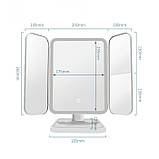 Косметичне настільне потрійне LED дзеркало акумуляторне XW 810 з 3 режимами підсвітки сенсорне, фото 4