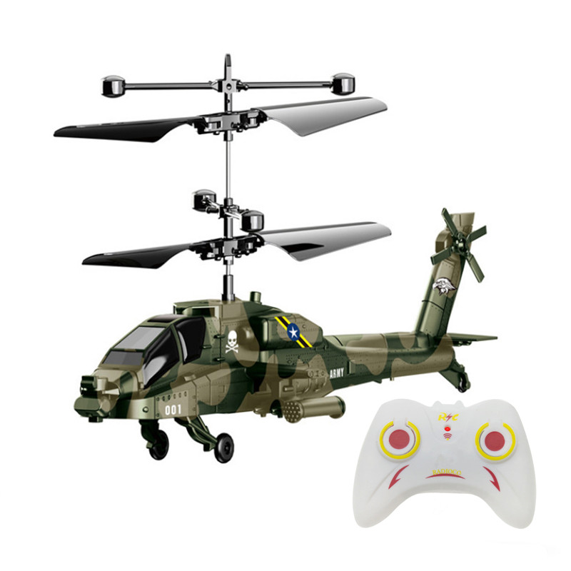 Іграшковий війсковий гелікоптер Eagle Commando "Апачи" Зеленый камуфляж з пультом керування та з індукційним управлінням