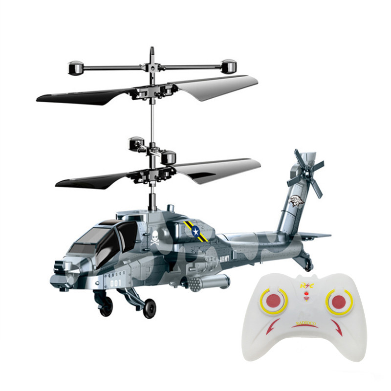 Іграшковий війсковий гелікоптер Eagle Commando "Яструб" Сірий камуфляж з пультом керування та з індукційним управлінням