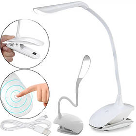 Настільна лампа потужна світлодіодна на прищіпці AND-11-10 на акумуляторі