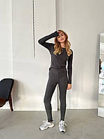 Женский костюм двойка лосины леггинсы + кофта топ длинный рукав термобелье спорт на каждый день тренд 2023
