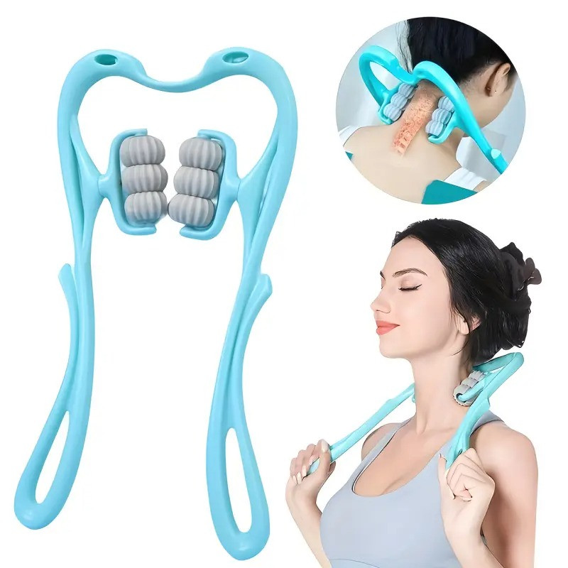Ручний роликовий масажер для шиї Hexiang Neck Massager для зняття втоми і напруги з 6 кульками