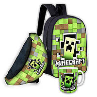 Набір дитячий майнкрафт "Minecraft" рюкзак, сумка-бананка, кружка (0365)