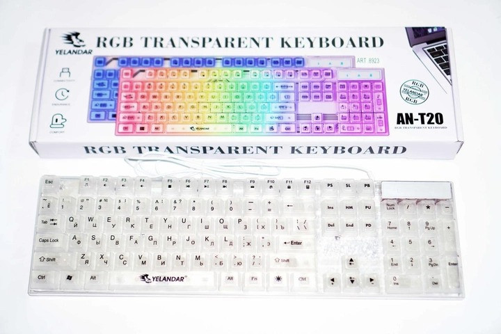 Дротова клавіатураYelandar AN-T20 USB RGB мембранна з підсвіткою White 8923
