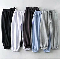 Женские спортивные штаны с манжетами джоггеры оверсайз тренд 2023 голубой, графит, белый, черный, серый