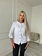 Женская базовая рубашка блуза базовая трендовая стильная Белый, Черный, Пудра, Беж, Сиреневый, Хаки Білий