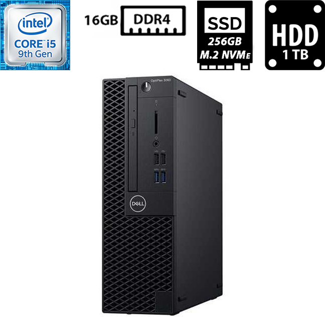 Комп'ютер Dell Optiplex 3070 TWR/Core i5-9500 3.00GHz (6 ядер)/16GB DDR4/SSD 256GB M.2+HDD 1TB/Intel UHD Graphics Б/В