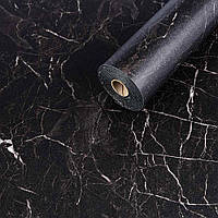 Напольное виниловое самоклеющееся покрытие в рулоне Черный мрамор 3000х600х1,5мм SW-00001821