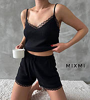 Трендовая Женская пижама Ткань: мелкий рубчик + качественное кружево