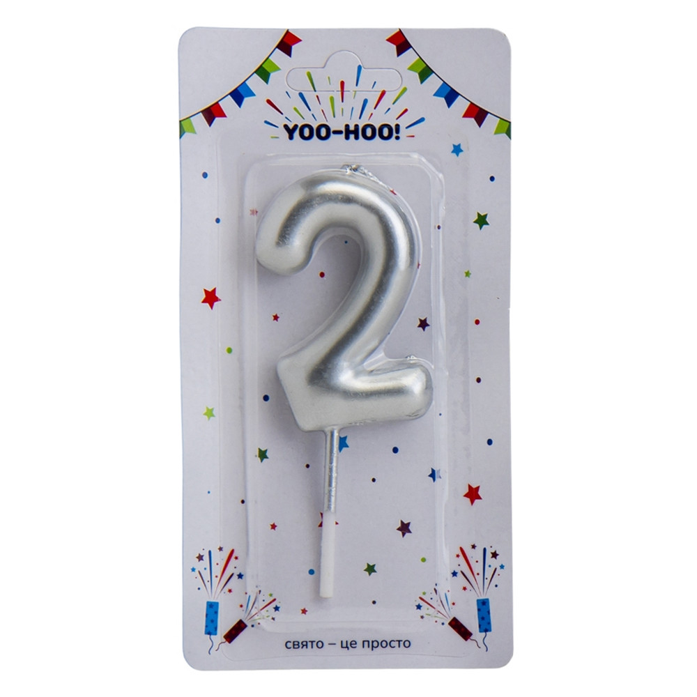 Свічки для торта "2-4", срібні, 10 см YOO-HOO!, фото 1