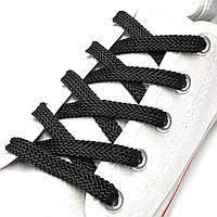 Шнурки для взуття, Тип 4.7 (80см) плоскі чорні, ширина 8 мм