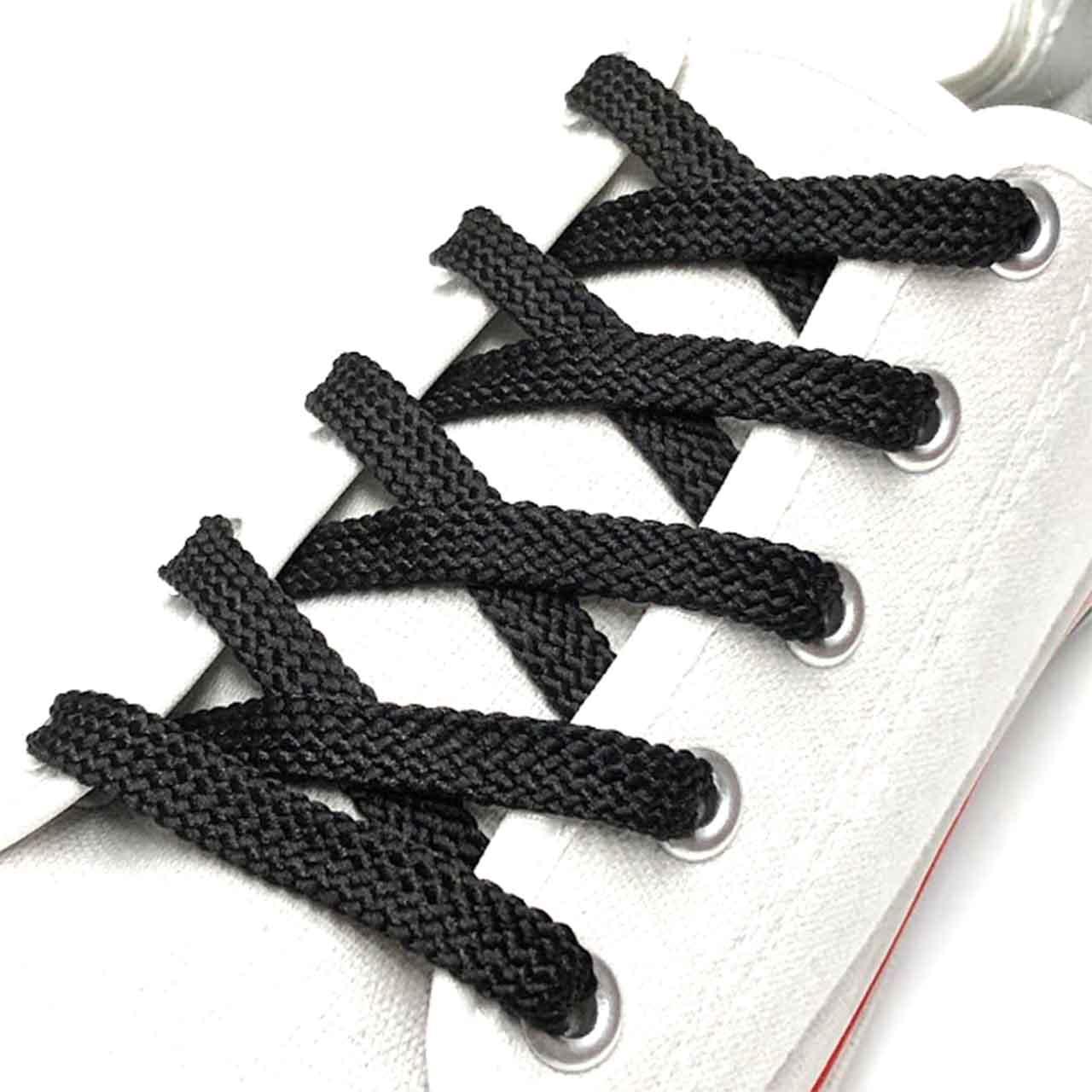 Шнурки для обуви, Тип 4.7 (80см) плоские черные, ширина 8 мм - фото 1 - id-p2115785529