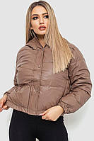 Куртка женская демисезонная экокожа, цвет мокко, размер L, 214R729