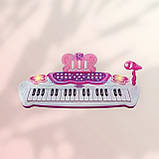 Дитяче піаніно-синтезатор на ніжках з мікрофоном Electronic Piano 883, стільчик, підсвітка, запис звуку, звукові ефекти, рожевий, фото 4