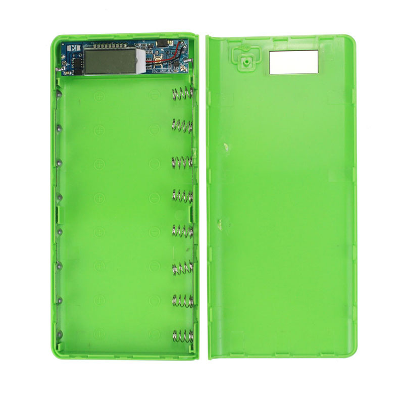 Корпус павербанк Power Bank 5В 2 А на 8 акумуляторів 18650 зелений No954