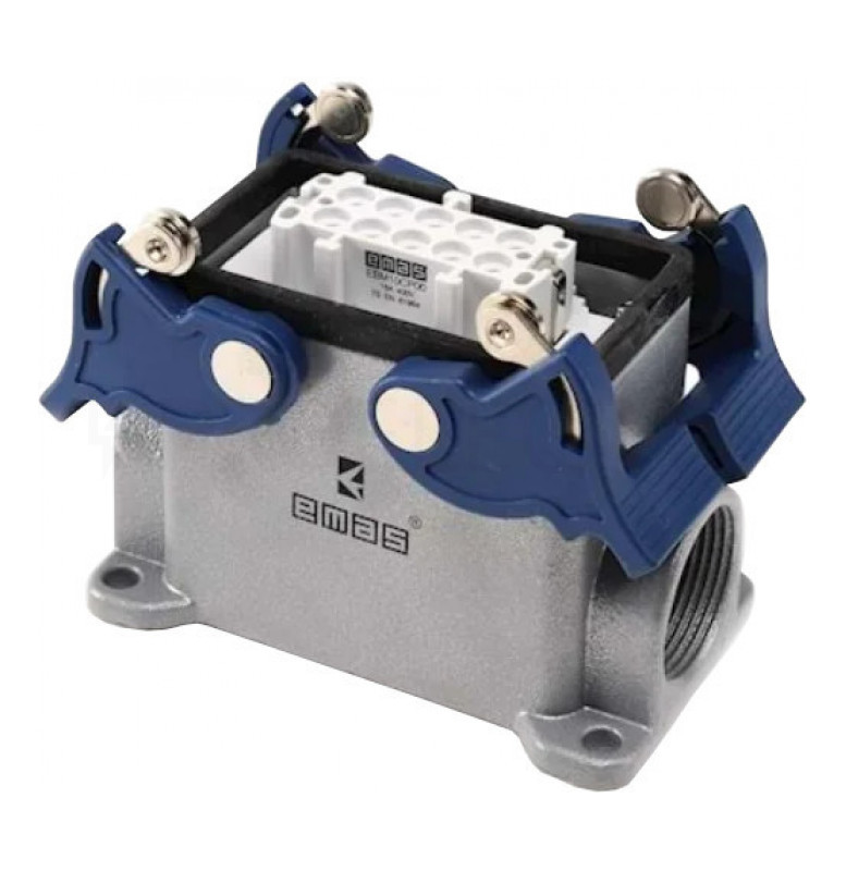 Корпус з розеткою та 4-роликовим фіксатором / зовнішній монтаж, 1 введення (10 контактів), фото 1