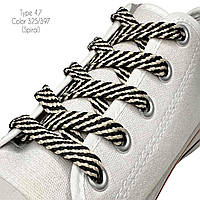 Шнурки для обуви, Тип 4.7 (120см) плоские черные+беж, ширина 8 мм
