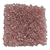 Бісер дрібний 12/0 прозорий Рожевий з срібною серединкою 25 грам ( №1103 )