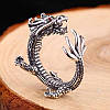 Каблучка дракон срібляста з рубіновими червоними очима фіаніти регульований розмір AurumLux007, фото 3