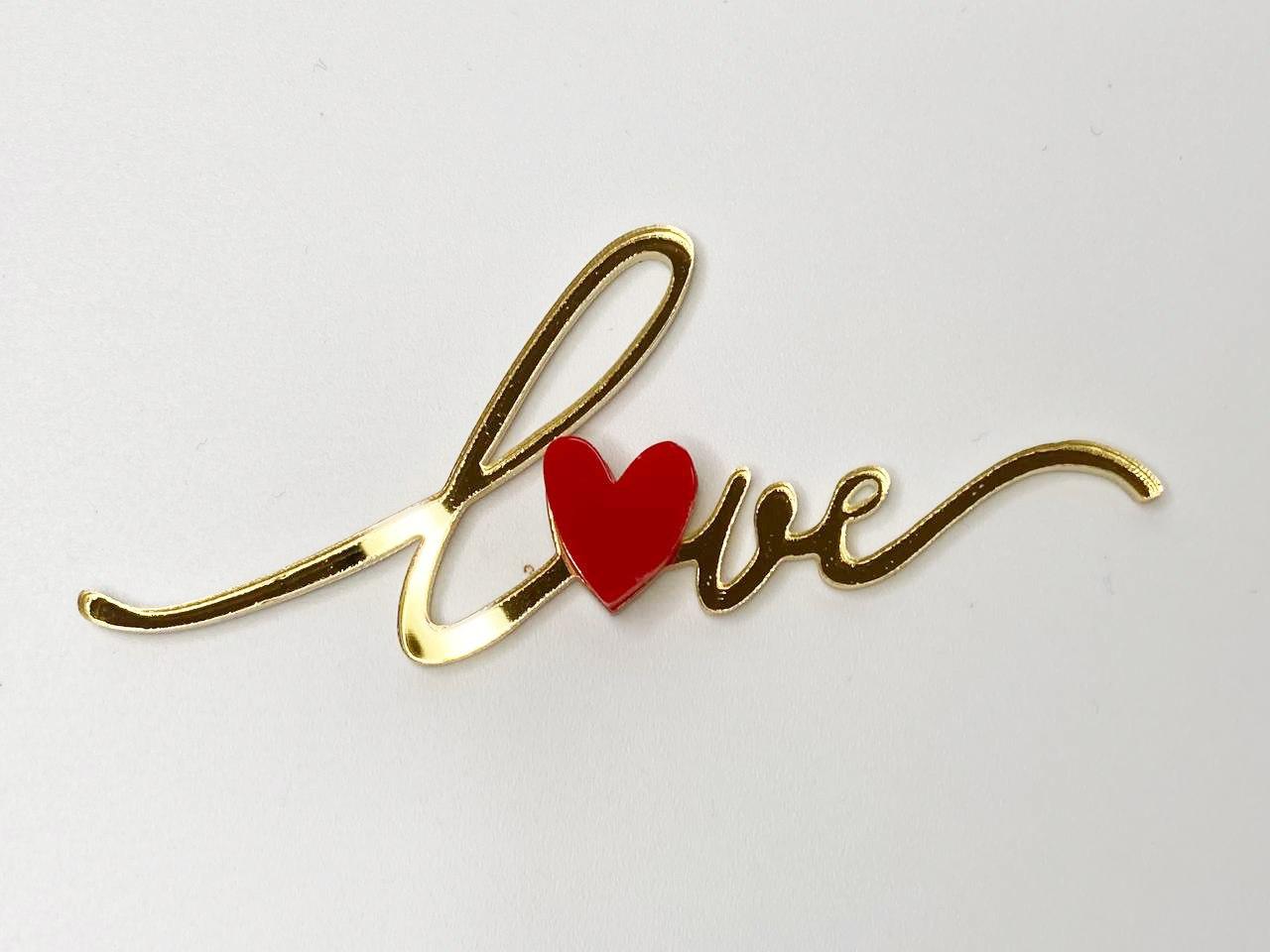 Слово топер без палички love дзеркальний золотий акрил
