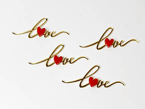 Слово топер без палички love дзеркальний золотий акрил, фото 4
