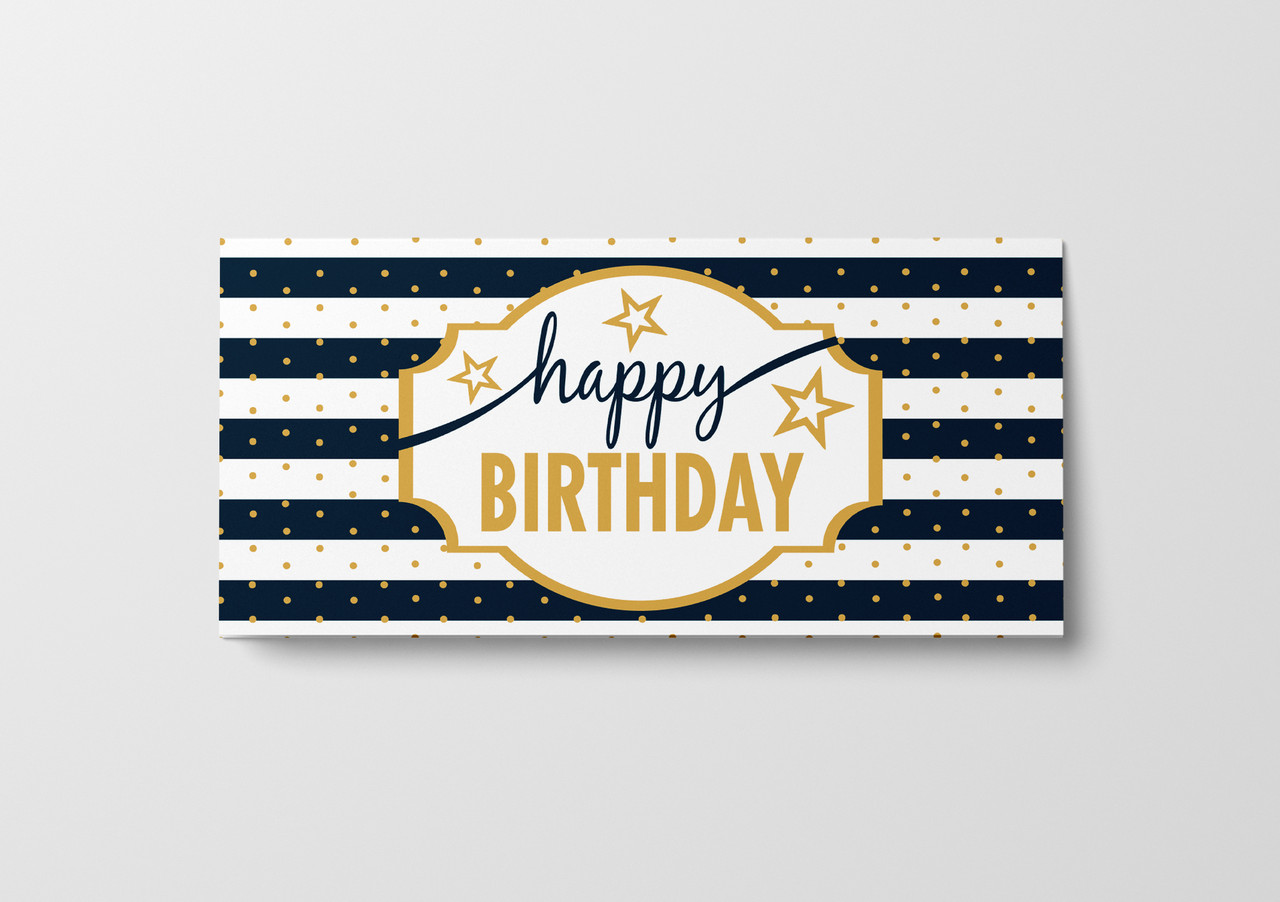 Подарунковий конверт Твоя Забава "Happy Birthday" в синю смужку 1шт.