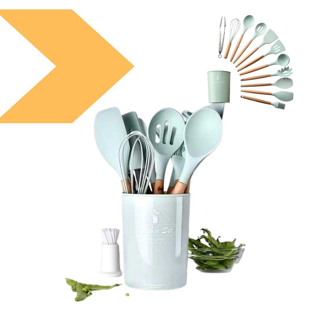 Набір кухонних приналежностей Kitchen Set, 12 предметів, бірюзовий. (42902-_338)