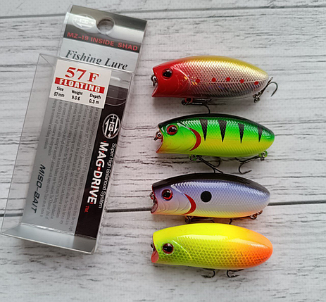 Набір Воблерів попперів Miso-Bait Lucky Craft Malas 57мм 9гр 4шт, фото 1