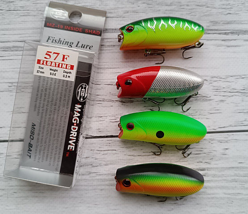 Набір Воблерів попперів Miso-Bait Lucky Craft Malas 57мм 9гр 4шт, фото 1
