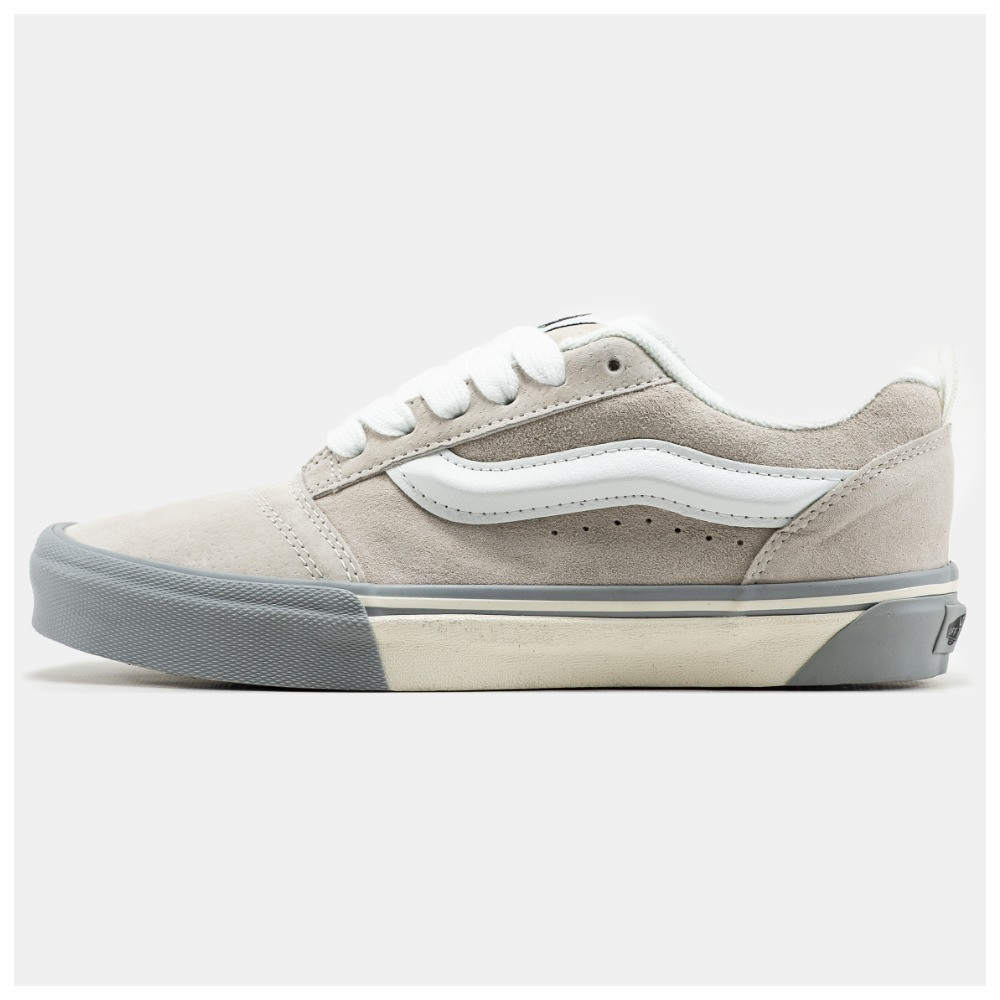 Жіночі кеди Vans KNU Skool Grey White весна-осінь, замшеві кросівки ванс кну скул, фото 1