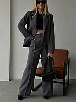 Класичний жіночий строгий костюм, брюки зі стрілками + піджак на підкладці