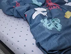 Сімейна постільна білизна натуральна бавовна з метеликами двоколірна комбінована із сатину, Черешенька ТМ, фото 3