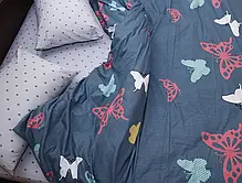 Сімейна постільна білизна натуральна бавовна з метеликами двоколірна комбінована із сатину, Черешенька ТМ, фото 5