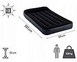 Надувний одномісний матрац, ліжко з підголівником intex 64141 99х191х25 см Чорний, фото 2