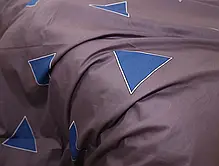 Двоспальна постільна білизна Компаньйон сірий і коричневий 180*220 із сатину з геометричним принтом, Черешенька ТМ, фото 5