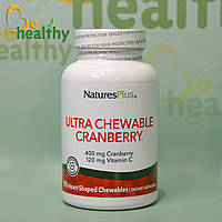 Клюква с витамином C Ultra Chewable Cranberry, клюква/клубника, NaturesPlus, 90 жевательных таблеток-сердечек