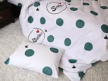 Двоспальний комплект постільної білизни в горох 180*220 світлий бавовняний із сатину, Черешенька ТМ, фото 4