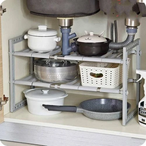 Кухонная полка-органайзер двухуровневая kitchen rack, Настольная полка для кухонных принадлежностей JMSD - фото 7 - id-p2115893358